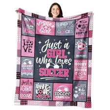 s - Soccer Blanket for Girls 60"x50" - 60"L x 50"W Soccer Gifts for Girl