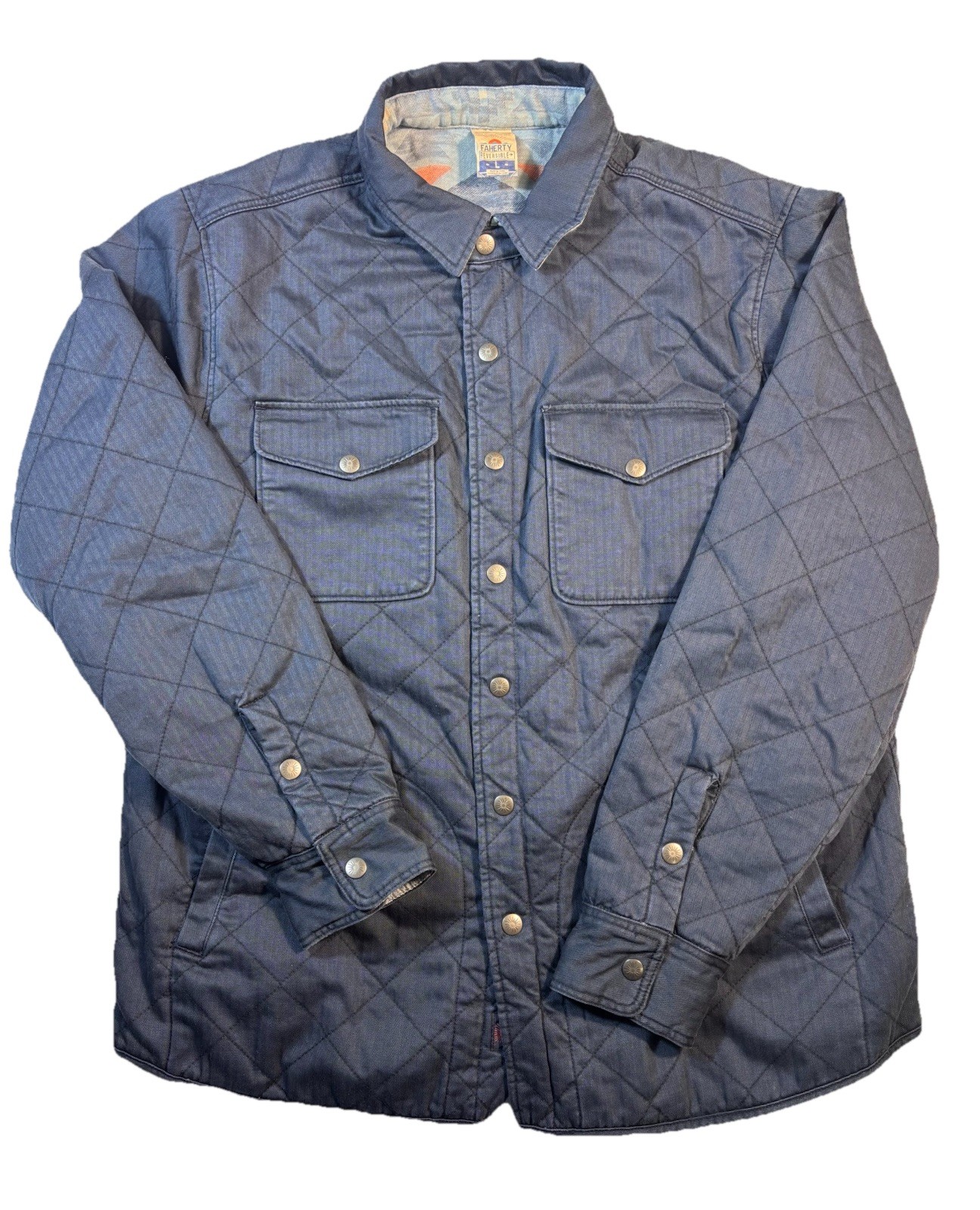 Faherty Reversible Quilted Jacket Blue Feather Az… - image 2
