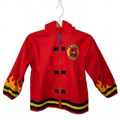 Stephen Joseph Raincoat Fire Truck Flames Costume Unisex 6X - Image 1 of 4