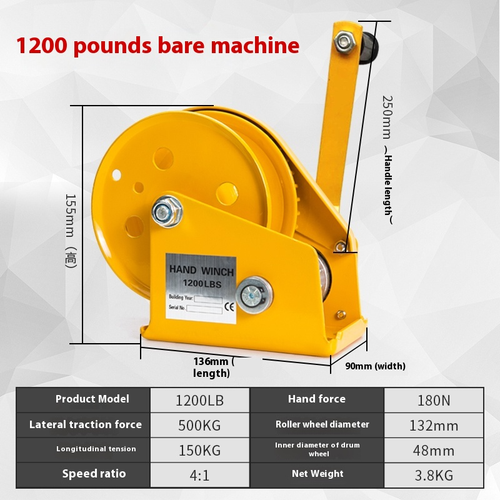 Self-locking Hand Winch Hand Winch with Automatic Brake Hand Winch Hoist Tractor - Picture 7 of 15