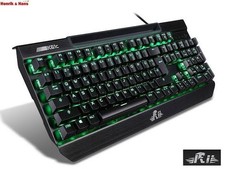 Rii K61C Mechanical Gaming Keyboard Green LED Backlit Blue Switches USB