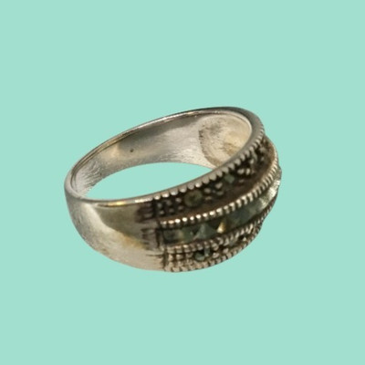 Judith Jack ring, sterling silver/ marcasite size 9.5