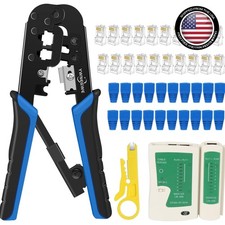 Professional RJ45 Crimp Tool Kit with Wire Stripper Cable Tester Included