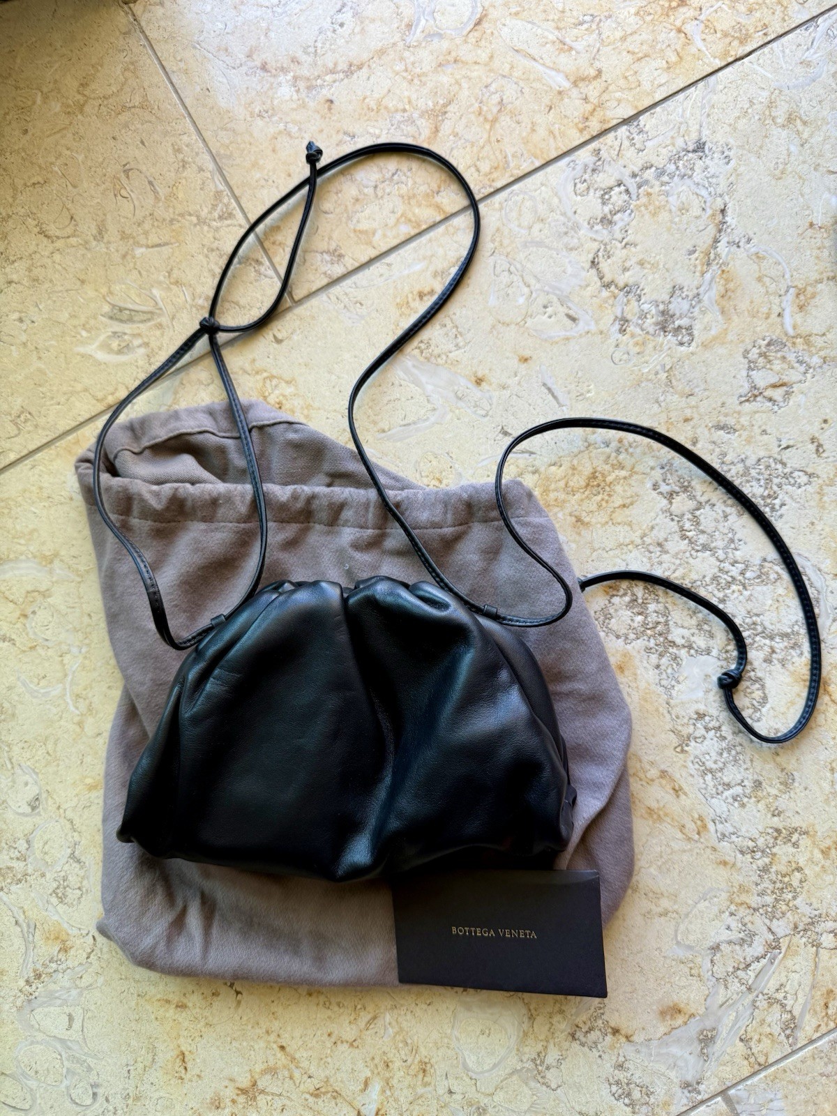 Bottega Veneta Black Leather Mini Pouch Crossbody Bag