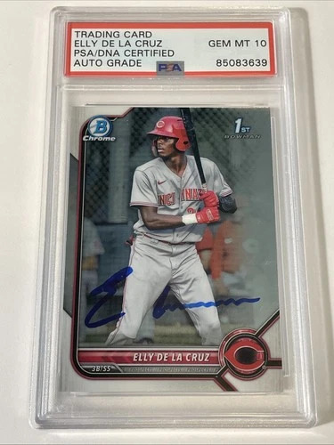2022 Bowman Chrome Prospects Elly De LA Cruz RC On Card PSA/DNA Auto GEM MINT 10