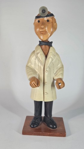 Dentist Vintage Hand Carved Wooden Figurine by Romer Brand of Italy 11.5" Tall