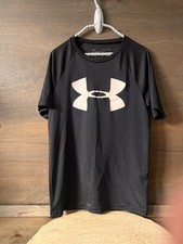 Under Armour Youth T-Shirt Size M BLACK Heat-Gear SHORT SLEEVE CREW NECK PULLOVE