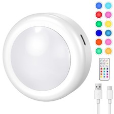 Rechargeable RGB LED Puck Lights with Remote Control and Magnetic Design