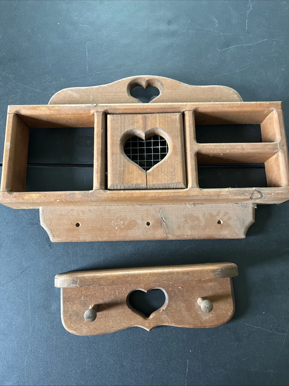 Vintage Heart Cutout Shelf 20x13 Country Cottage Farmhouse Decor & Bonus Shelf