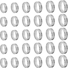 30PCS 6 Sizes Stainless Steel Blank Finger Ring 8Mm Wide round Grooved Inlay ...