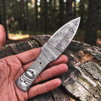 CUSTOM MADE HAND FORGED DAMASCUS STEEL BLANK BLADE THROWING BOOT KNIFE 2915