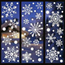 8 Fogli Extra Large Glitter Fiocco di Neve Finestra Attacchi Natale Bianco Finestra Deca