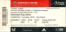 Sheffield United v Tottenham Hotspur 04/04/20 Ticket Premier League