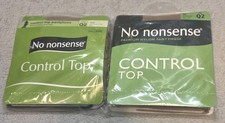 Lot 2 No Nonsense Control Top Pantyhose Size Q2 Plus New reinforced toe slimming