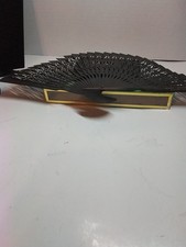 Vintage 1990s. 14" Folding, Carved Wooden Fan in It's Own Carry Case.