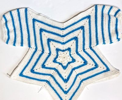 Crochet Sweater Star Shape Handmade Large 18'' Neck, Granny Core Cottage Core