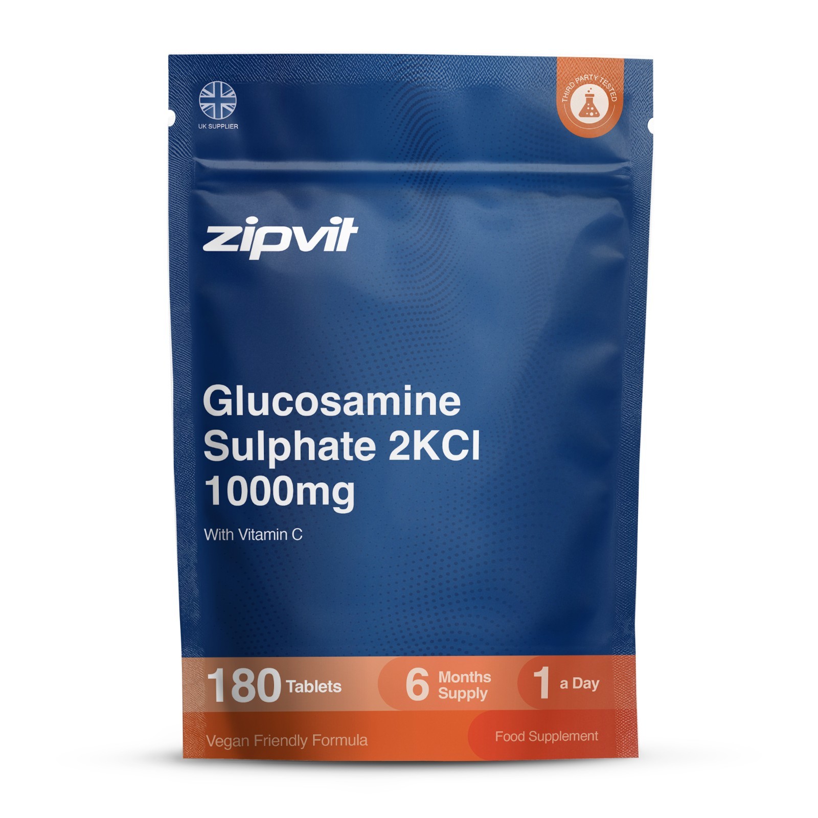 Glucosamine Sulphate 2KCl 1000mg with Vitamin C - 180 Tablets - Eco Pouch