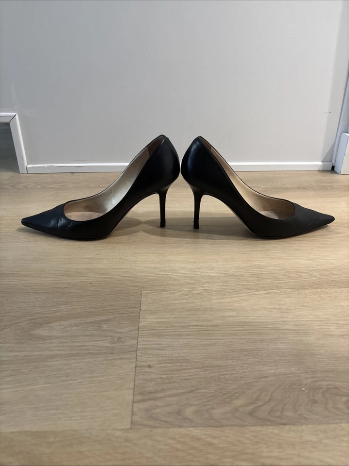 Zapatos de salón Jimmy Choo London Agnes de cuero negro punta en punta talla 40 KID 247 Foto 3 de 4