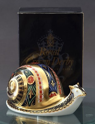 Royal Crown Derby ''Gartenschnecke'' Briefbeschwerer in Schachtel exkl. Ltd.Ed 1st Gold Stopper