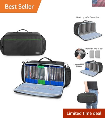 Stylish Game Disc Storage Bag   Holds 24 Discs for PS5/PS4/Xbox - Green Stripe