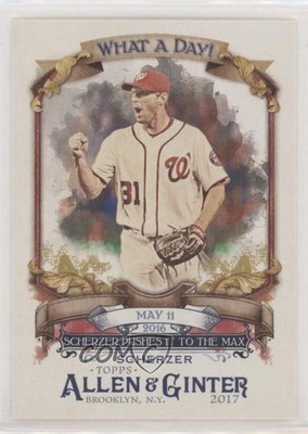 2017 Topps Allen & Ginter What a Day Max Scherzer #WAD-68 y2b