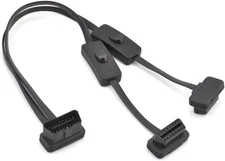OBD2 OBDII 1 to 2 Ultra Low Profile 16 Pin Male to Female Y Splitter Cord D