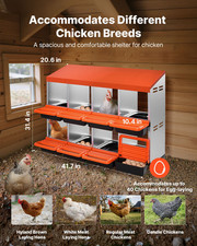 2-Tier Chicken Nesting Boxes with 8 Compartments, Metal Egg Laying Boxes with Pr
