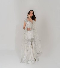 Latest Beautiful Faux Georgette White Top Palazzo With Dupatta For Party Wear