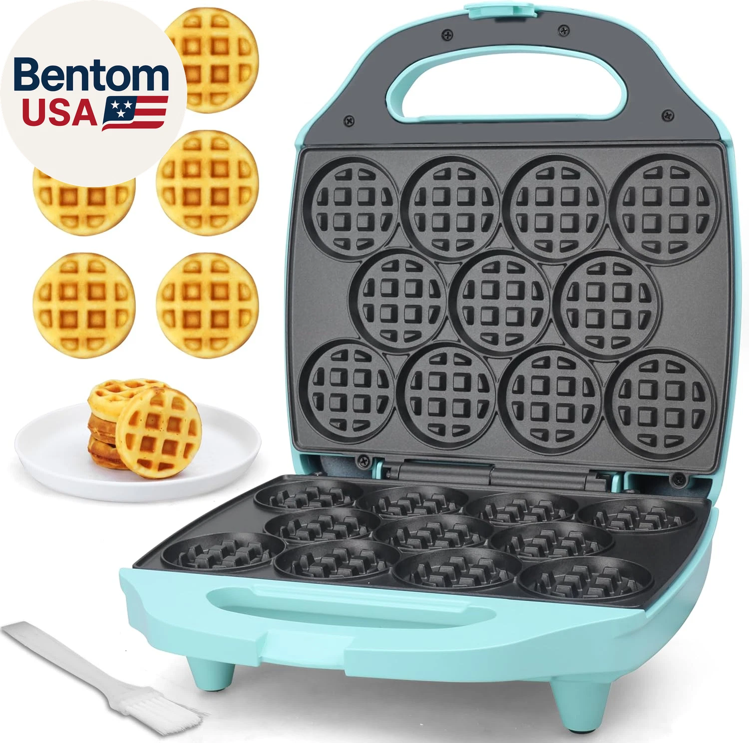 , Bite-Size Mini Waffle Maker for Kids & Adults, Small Waffle Maker Mini Belgian