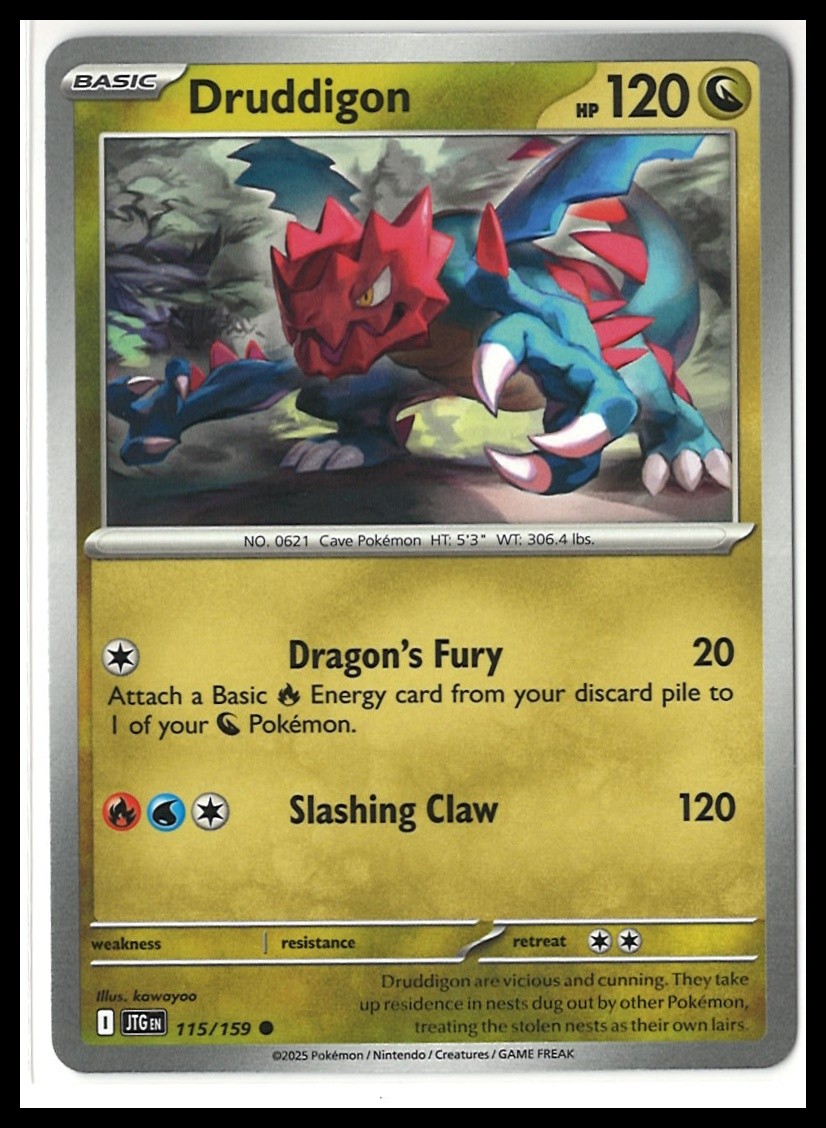 Pokemon SV09: Journey Together #115/159 Druddigon Freshly Pulled