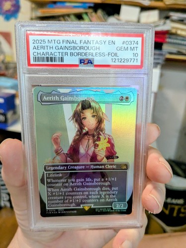 MTG FINAL FANTASY CHARACTER BORDERLESS FOIL Aerith Gainsborough PSA GRADE 10