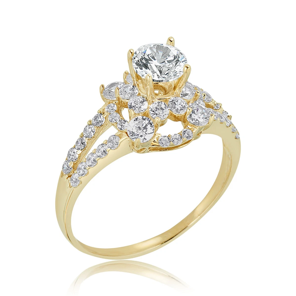 10K CZリング Cubic Zirconia Yellow Gold 10k Engagement & Wedding Jewelry for