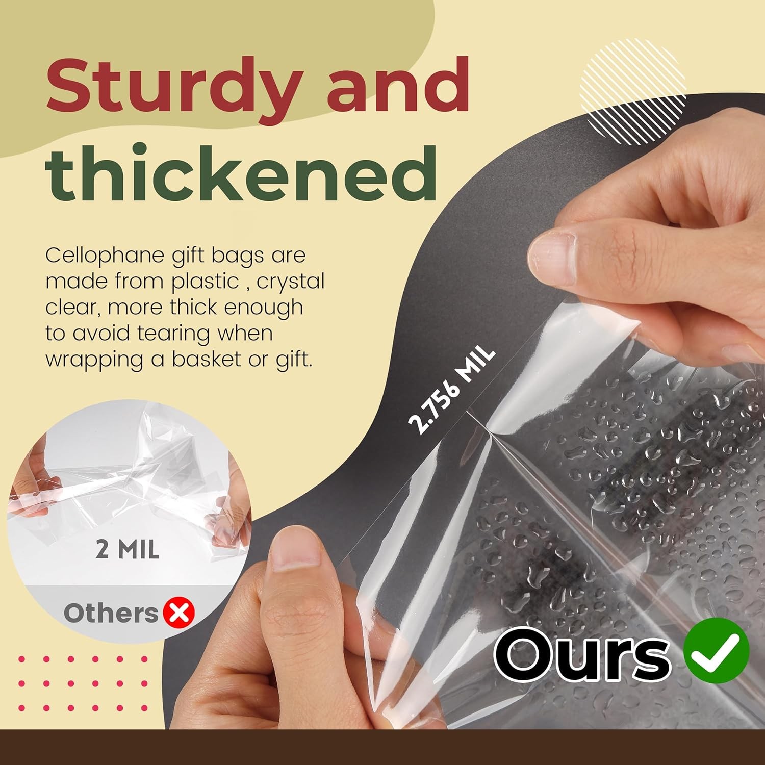 NPLUX Cellophane Wrap for Gift Baskets Bags 10 Pack Large Clear Plastic Gift Bag