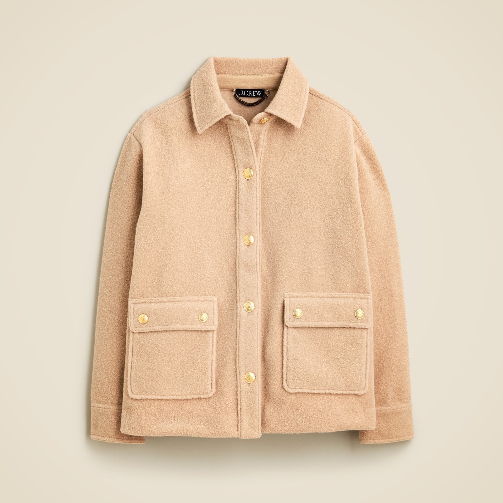 J.Crew Bouclé shirt-jacket Women's Large - Sandstone Style CF098 NWOT