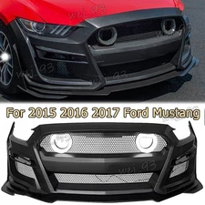 For 2015 2016 2017 Ford Mustang Upgrade Front Bumper Kit LED Grille GT500 Style