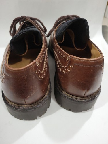 US11 Prada England Nylon Tongue Brown Brogue Wing Tip Derby Oxford Commando Shoe - Picture 10 of 24