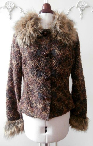 Per Una Bouclé Brown Wool Blend Jacket 