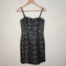 Ann Taylor LOFT Lace Cocktail Dress 2P Petite Womens Black Floral Mini Sheath