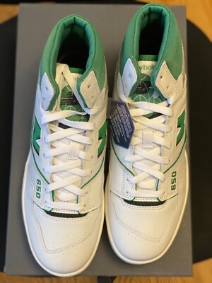 New Balance 650 White w/Green Mens Basketball Sneakers Size