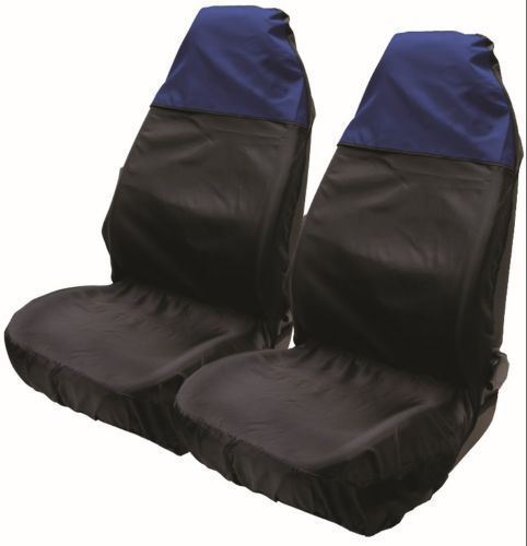 Universal Fit Front Seat Protectors Covers Water Resistant Cover Blue Black Pair