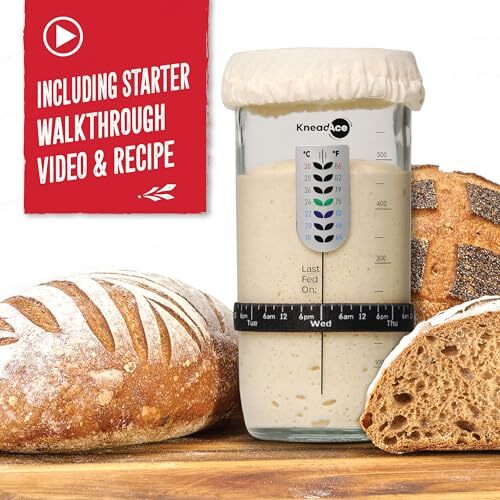 Sourdough Starter Jar With Date Marked Feeding Band, Thermometer, 1 Pack - Picture 6 of 7