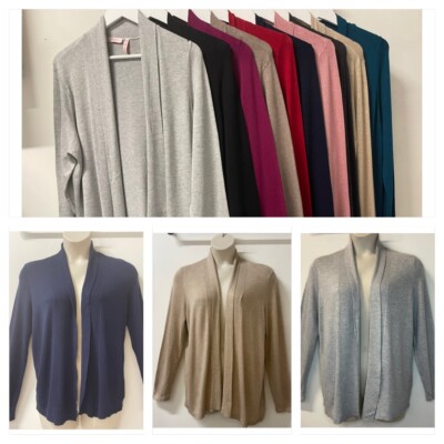 Millera Damen Langarm Edge to Edge Cardigan Größen S-2XL viele Farben