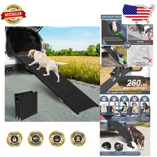 Portable Folding Dog Ramp for High Beds & Vehicles - Safe for Dogs Up to 260 lbs