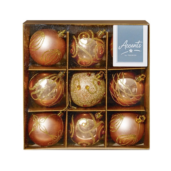 Weihnachts Shatterproof Kugeln 9Er Pack 60Mm Baum Dekoration Rose Gold-image