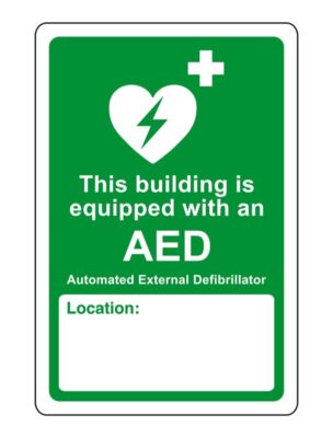 AED Sicherheitsschild - Dieses Gebäude ist mit AED Notschild ausgestattet - für Indoo