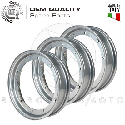 OEM QUALITY CERCHI CERCHIONI KIT 3pz PER RUOTE GOMMA 3.50-10 TIPO PIAGGIO APE P 50 1980>1985