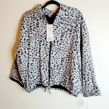Nash Womens Black & Grey Cheetah Bomber Jacket Size L