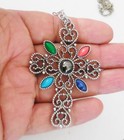 VINTAGE AVON NECKLACE CRUCIFIX CROSS  VICTORIAN COLORFUL STONES NR — photo 5