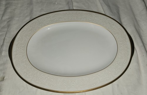 Noritake WHITE PALACE Oval Platter 14.5" Wedding China Gold Trim Accent