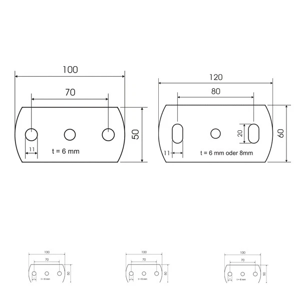 Ankerplatte Platte Ankerplatten STAHL S235 JR Platten Mittelloch roh gestanzt